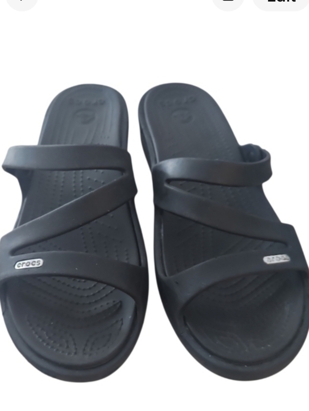 CROCS Women's Black Patricia Low Wedge Slip On Sandals 11.